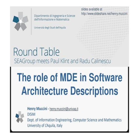The role of MDE in Software Architecture Descriptions