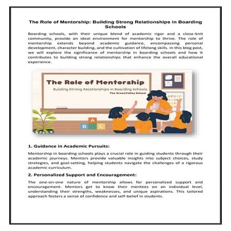 The Role of Mentorship Building Strong Relationships in Boarding ...