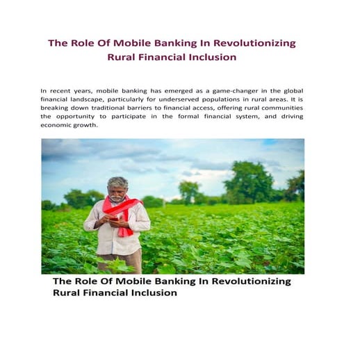 The Role Of Mobile Banking In Revolutionizing Rural Financial Inclusion