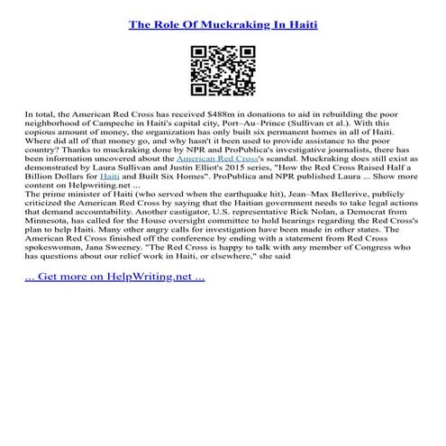The Role Of Muckraking In Haiti