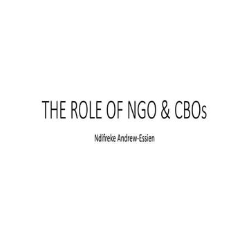 THE ROLE OF NGO & CBOs