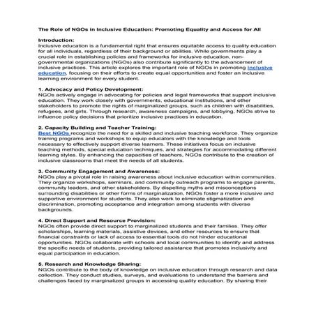 The Role of NGOs in Inclusive Education_ Promoting Equality and Access for Al...