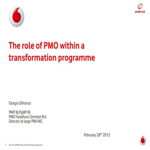 The role of pmo within a transformation programme