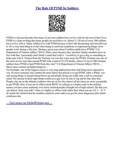 The Role Of PTSD In Soldiers