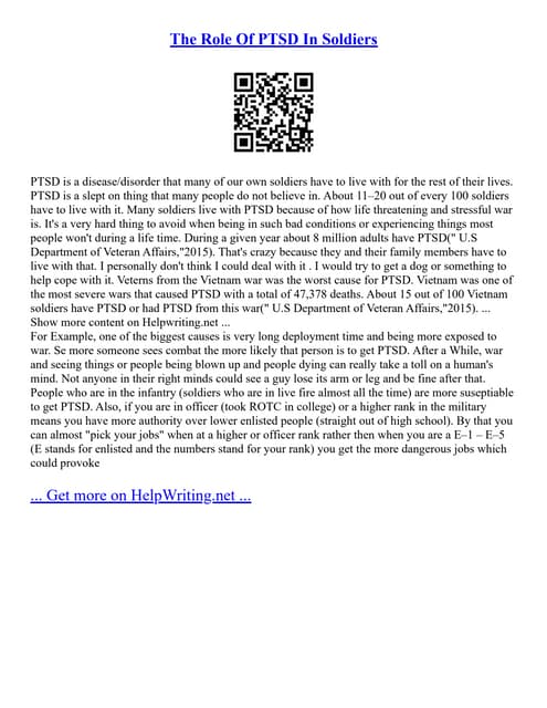 The Role Of PTSD In Soldiers