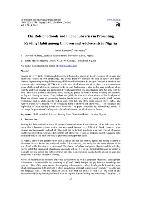 The role of schools and public libr...