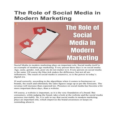 The Role of Social Media in Modern Marketing | The Entrepreneur Review ...
