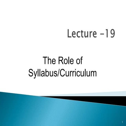 The role of syllabus curriculum