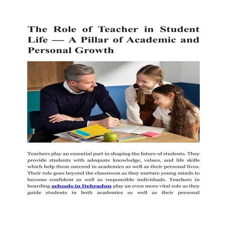 The Role of Teacher in Student Life — A Pillar of Academic and Personal ...