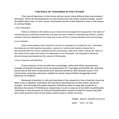 The role of teachers in the future | DOCX