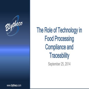 The Role of Technology in Food Processing Compliance and Traceability