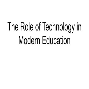 The Role of Technology in Modern Education | PDF