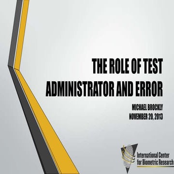 (2013) The Role of Test Administrator and Error