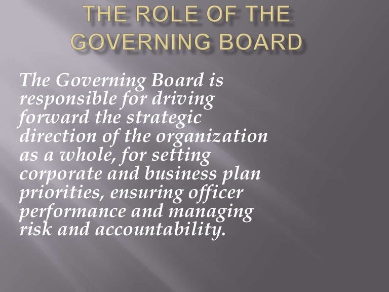 The role of the governing board