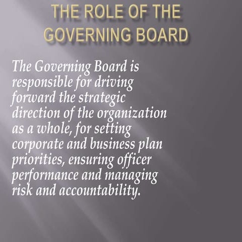 The role of the governing board