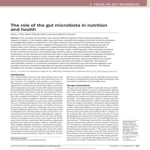 The role of the gut microbiota in nutrition and health | PDF