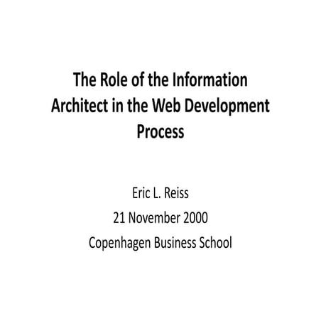 The role of the information architect