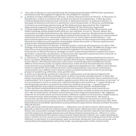 The role of theory in research division for postgraduate studies