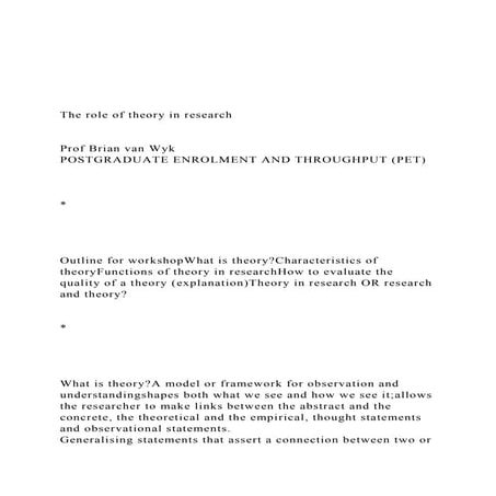 The role of theory in researchProf Brian van WykPO.docx