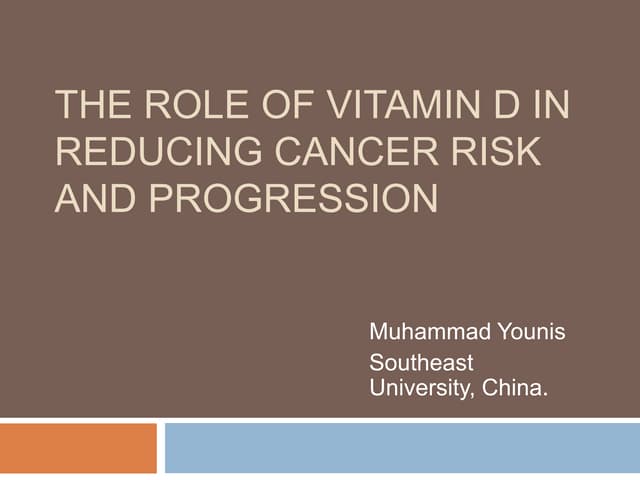 The role of vitamin d in reducing cancer risk and progression