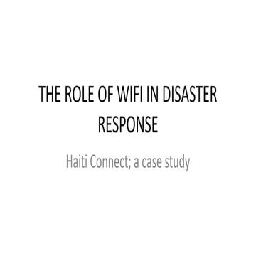 The role of wifi in disaster response