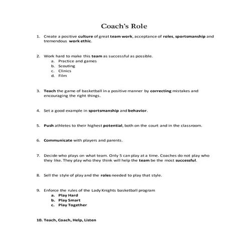 The role of your coaches