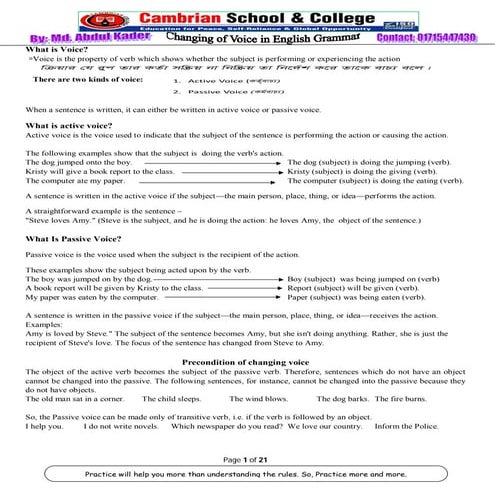 The rules of changing voice