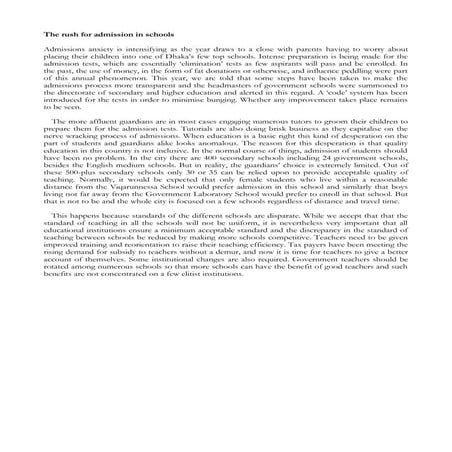 The rush for admission in schools