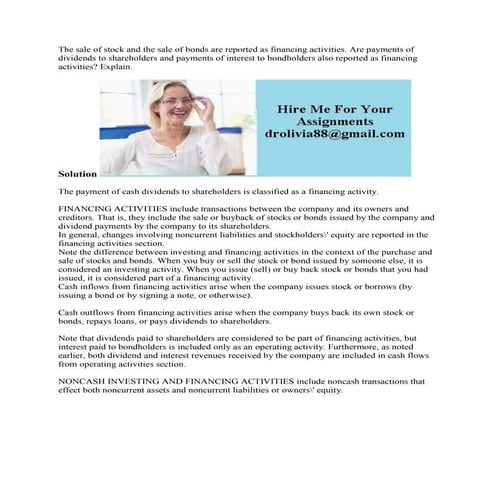 The sale of stock and the sale of bonds are reported as financing acti.docx