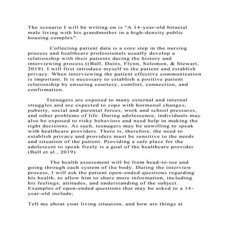 The scenario I will be writing on is A 14-year-old biracial male li.docx