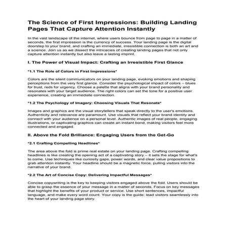 The Science of First ImpressionsL: Building Landing Pages That Capture Attent...