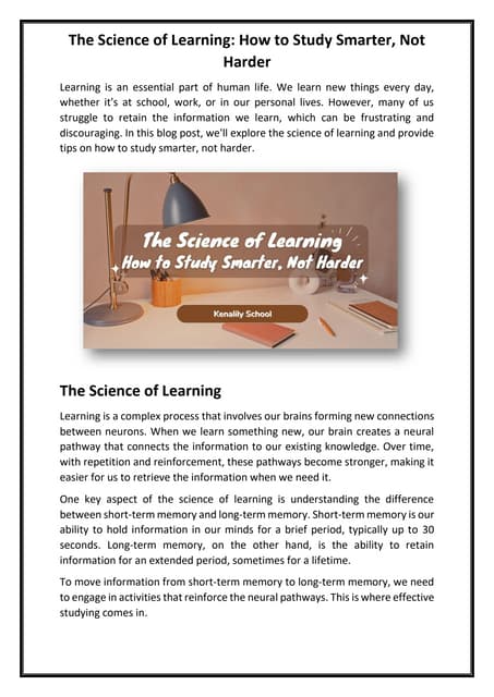 The Science of Learning How to Study Smarter Not Harder