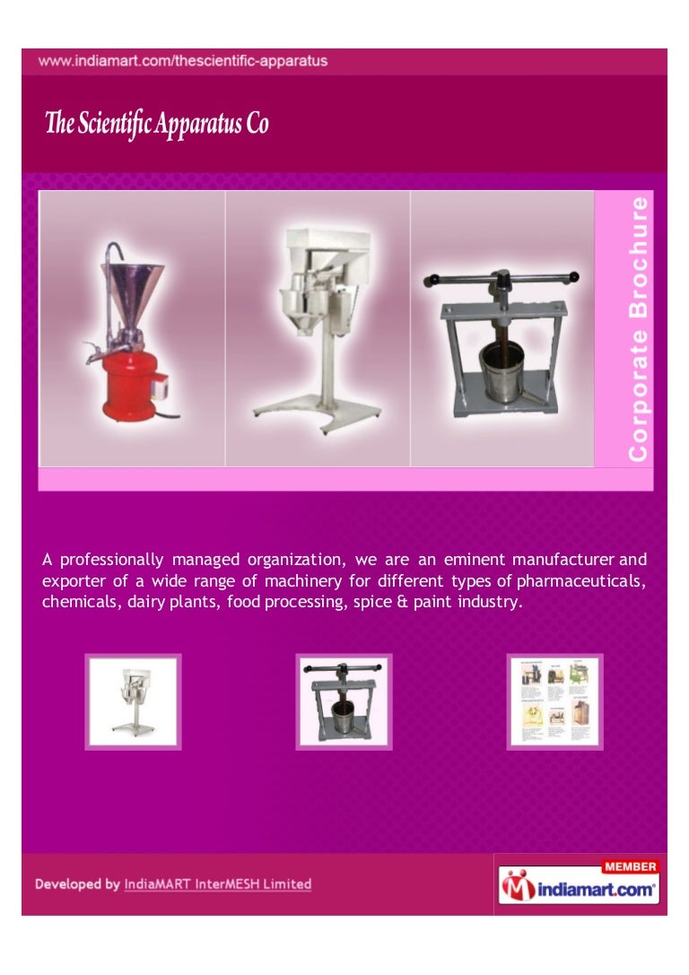 The Scientific Apparatus Company, Kolkata, Processing Machines