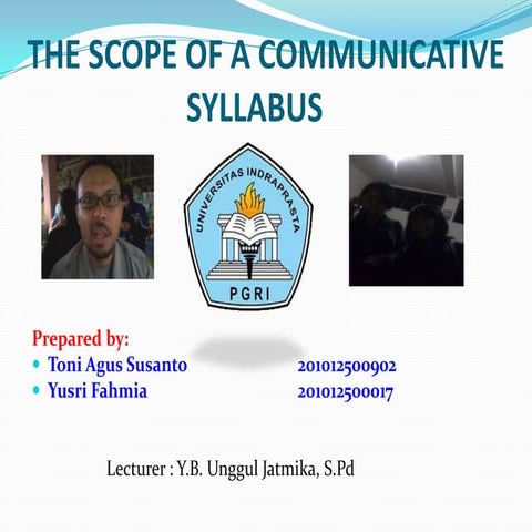 The scope of a communicative syllabus