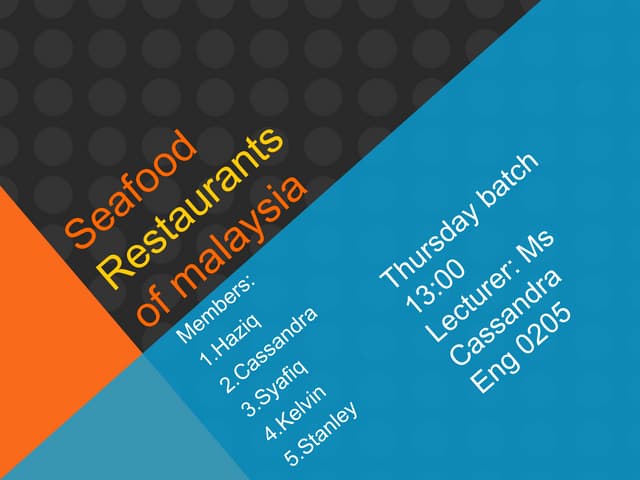 The seafood restaurants of Malaysia