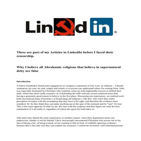 These are part of my articles in linked in before i faced their censorship
