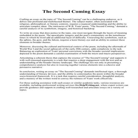 The Second Coming Essay. Merritt College