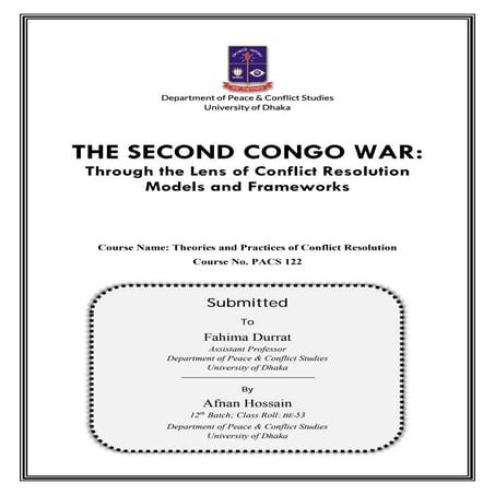 THE SECOND CONGO WAR: Through the Lens of Conflict Resolution Models and Fram...