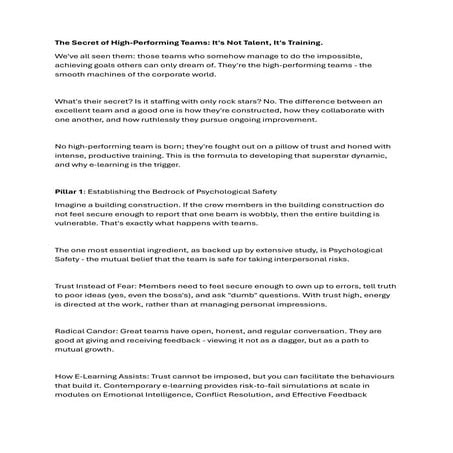 The Secret of High Performing teams is not talent, its......