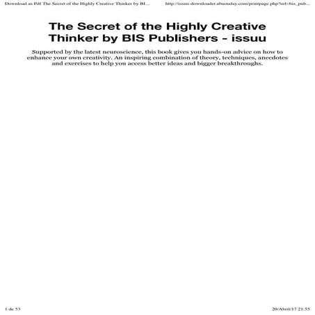 The secret of the highly creative thinker by bis publishers - issuu | PDF