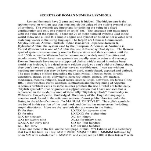The secrets of roman numeral symbols