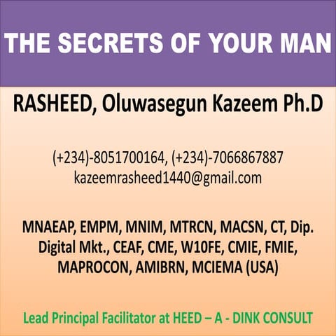 THE SECRETS OF YOUR MAN and how to win the heart of a man