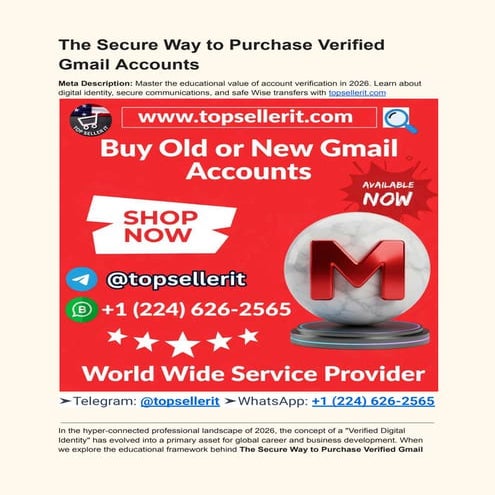 Mastering Verified Gmail Accounts for Secure Digital Identity in 2026 | PDF
