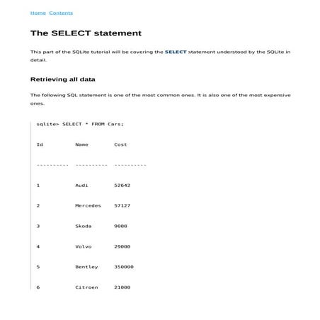 The select statement