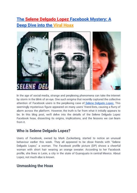 The Selene Delgado Lopez Facebook Mystery-A Deep Dive into the Viral 