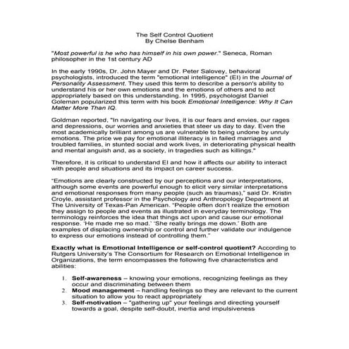 The self control quotient