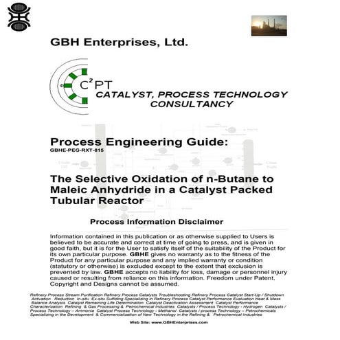 The Selective Oxidation of n-Butane to Maleic Anhydride in a Catalyst Packed ...