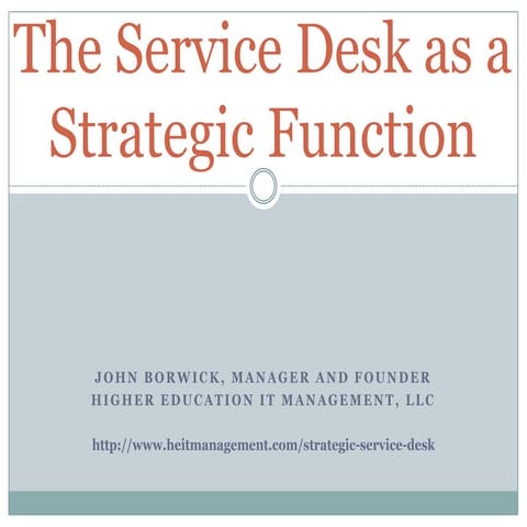 The service desk as a strategic function