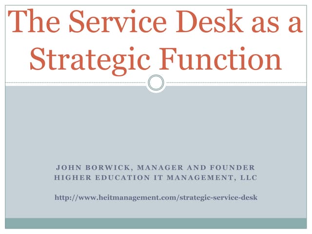 The service desk as a strategic function