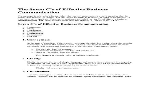 7Cs of Effective Business Communications | PPT